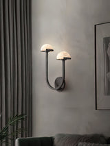 Mushroom Alabaster Sconce Wall Light with Brass Arm and Integrated LED for Modern Interiors