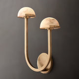 Mushroom Alabaster Sconce Wall Light with Brass Arm and Integrated LED for Modern Interiors