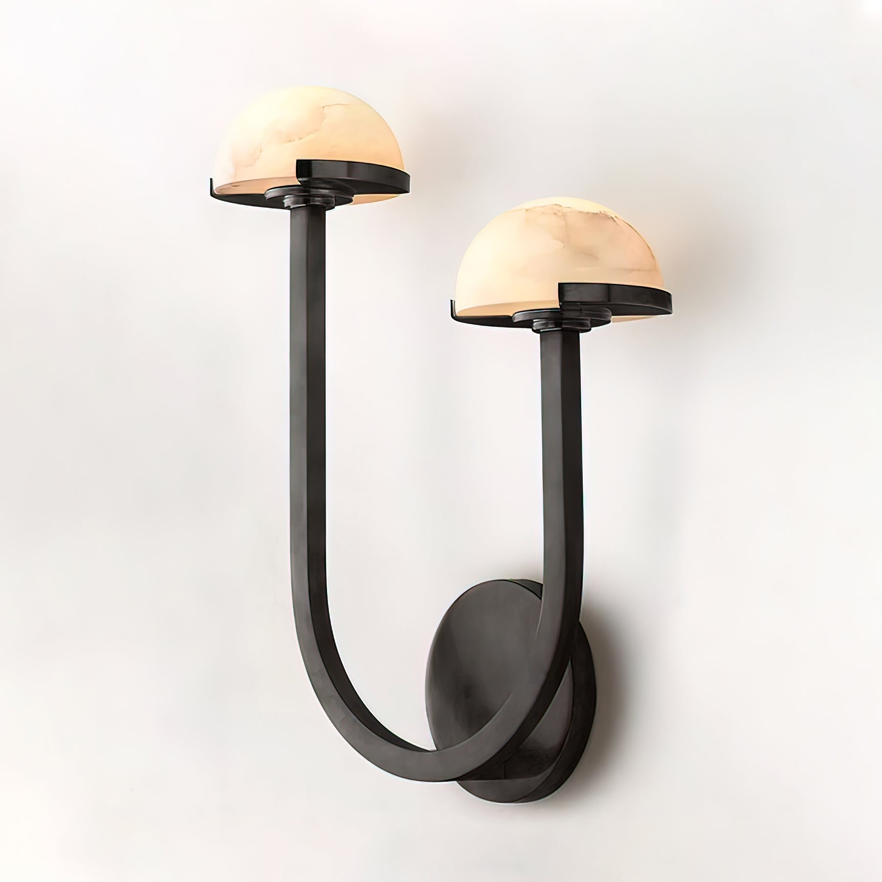 Mushroom Alabaster Sconce Wall Light with Brass Arm and Integrated LED for Modern Interiors