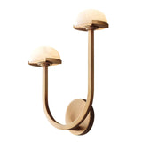 Mushroom Alabaster Sconce Wall Light with Brass Arm and Integrated LED for Modern Interiors