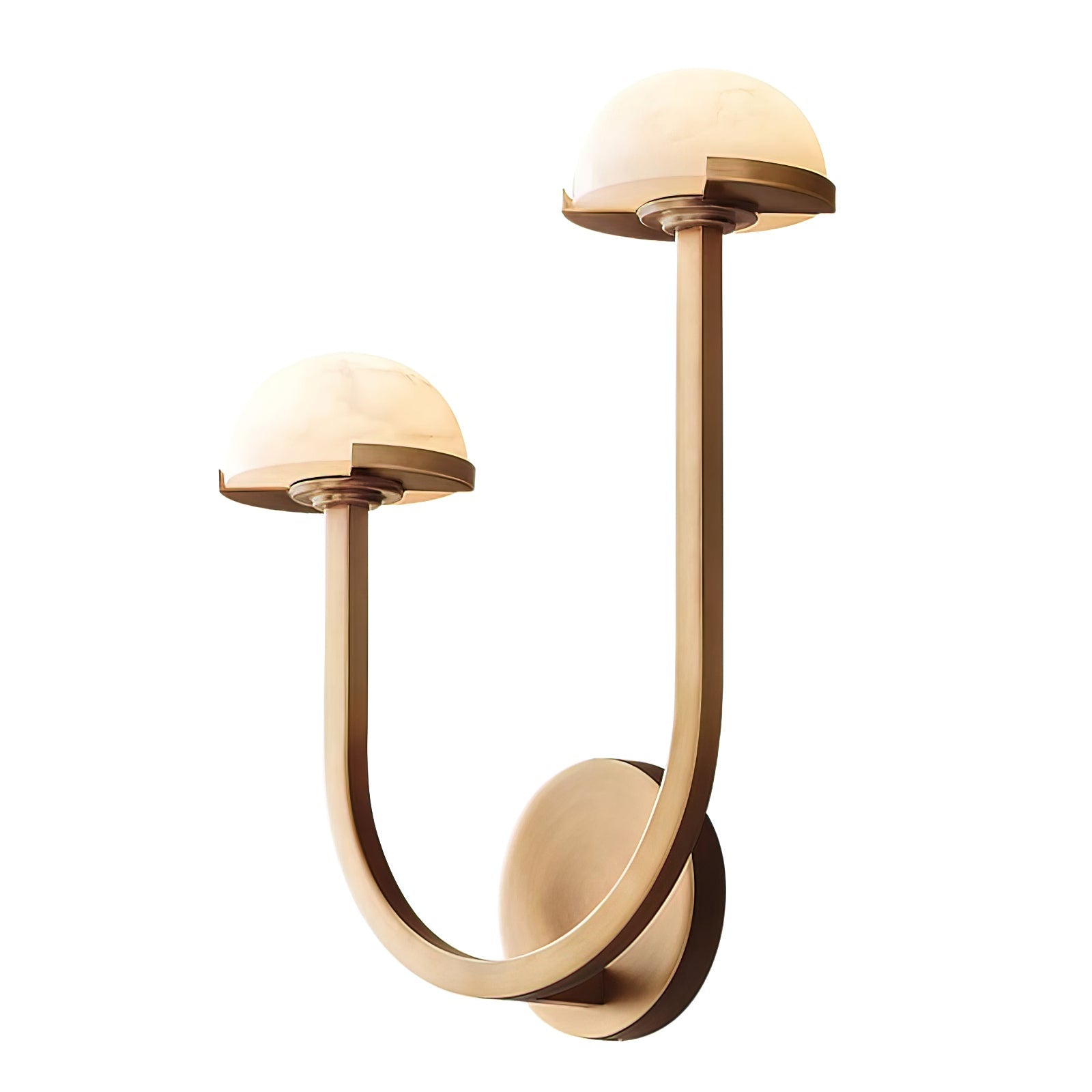 Mushroom Alabaster Sconce Wall Light with Brass Arm and Integrated LED for Modern Interiors