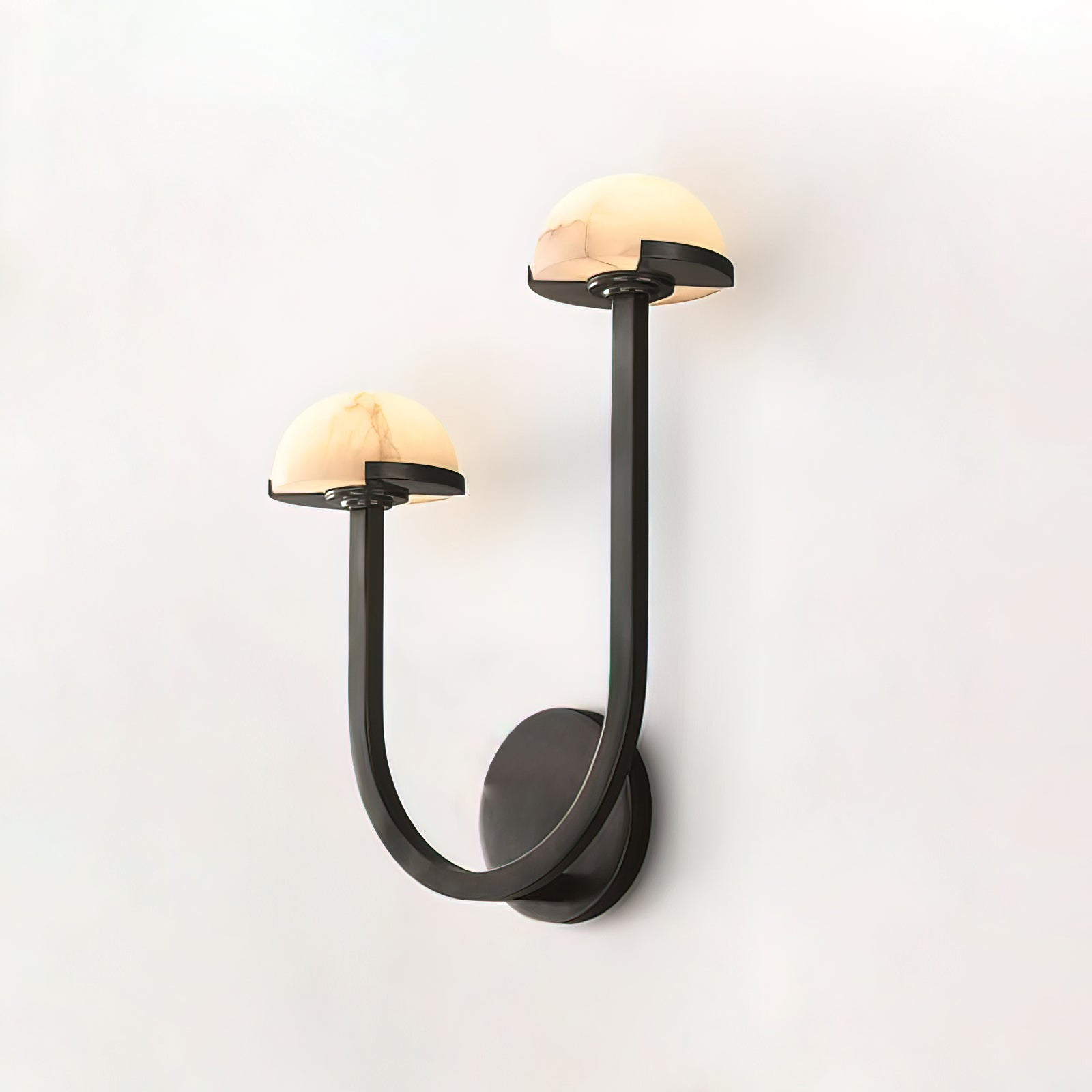 Mushroom Alabaster Sconce Wall Light with Brass Arm and Integrated LED for Modern Interiors