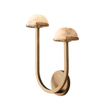Mushroom Alabaster Sconce Wall Light with Brass Arm and Integrated LED for Modern Interiors