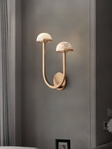 Mushroom Alabaster Sconce Wall Light with Brass Arm and Integrated LED for Modern Interiors