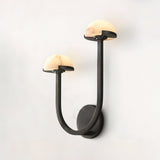 Mushroom Alabaster Sconce Wall Light with Brass Arm and Integrated LED for Modern Interiors