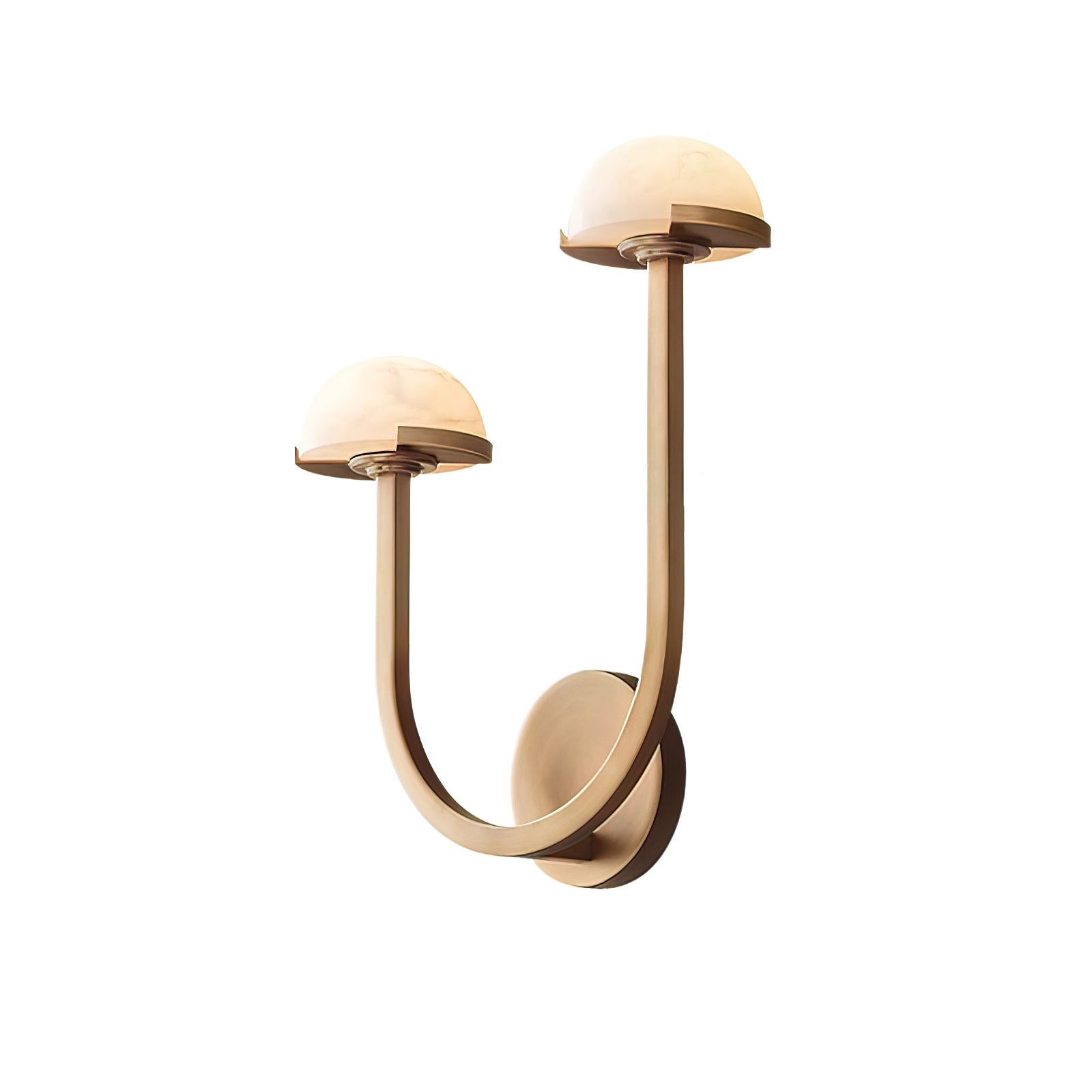 Mushroom Alabaster Sconce Wall Light with Brass Arm and Integrated LED for Modern Interiors