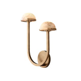 Mushroom Alabaster Sconce Wall Light with Brass Arm and Integrated LED for Modern Interiors