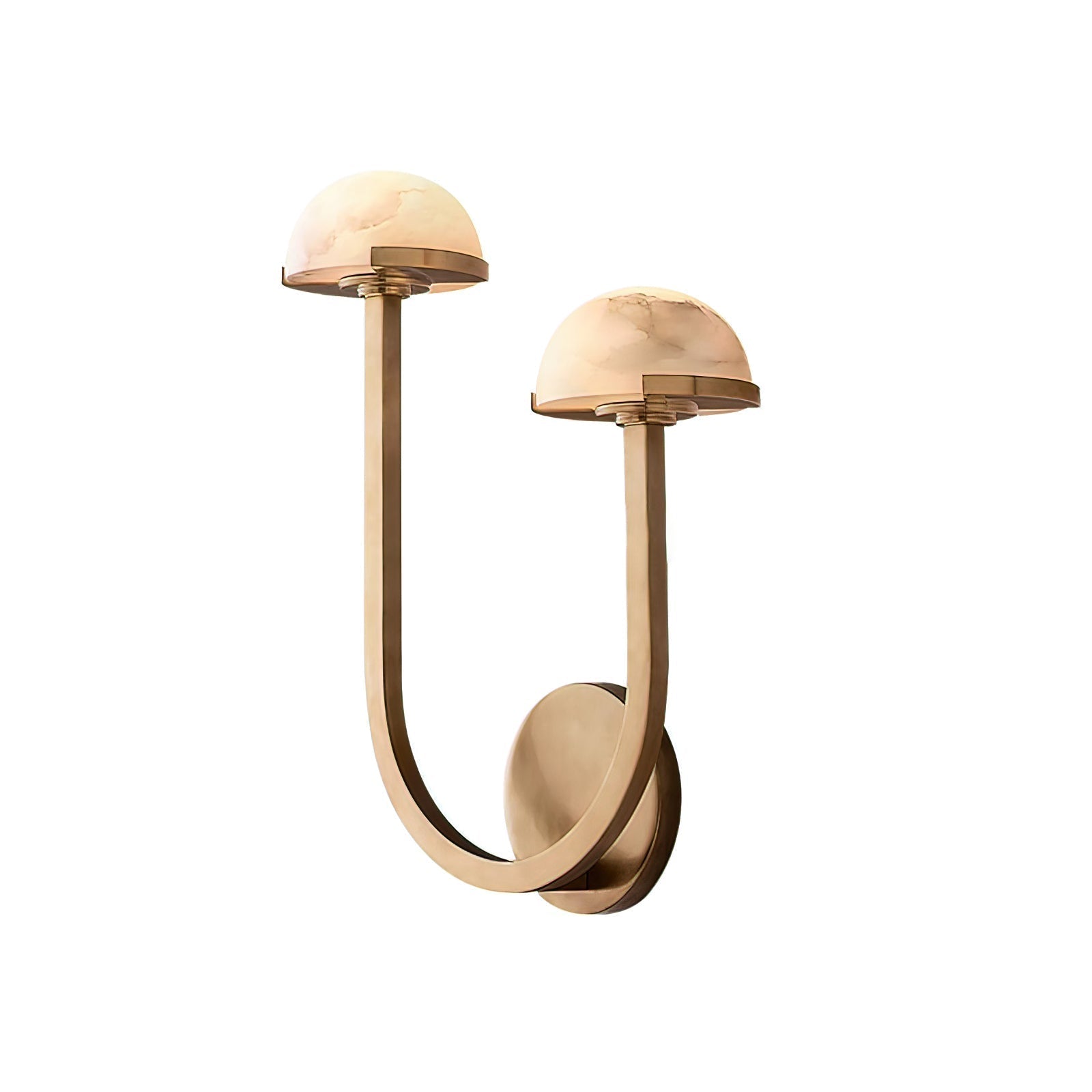 Mushroom Alabaster Sconce Wall Light with Brass Arm and Integrated LED for Modern Interiors