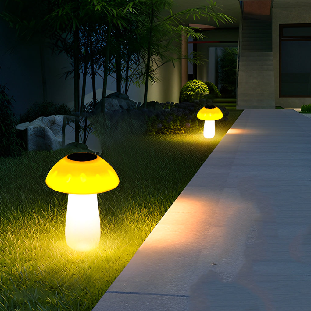Mushroom Outdoor Solar LED Lawn Lights Waterproof Garden Landscape Pathway Lighting
