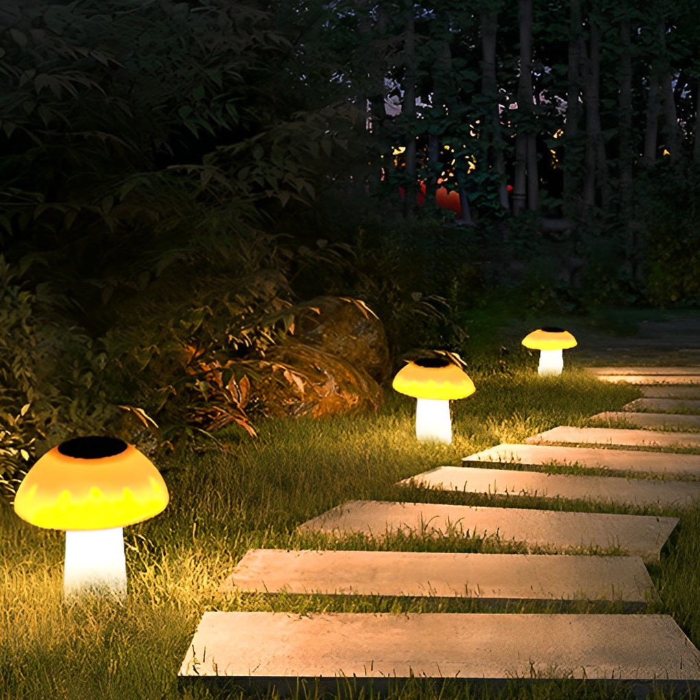 Mushroom Outdoor Solar LED Lawn Lights Waterproof Garden Landscape Pathway Lighting