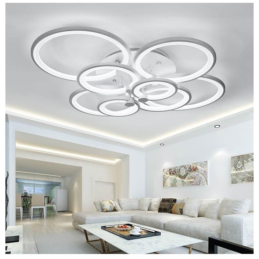 Modern Geometric Overlapping Ring LED Semi Flush Mount Ceiling Light for Living Room