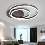 Modern Dimmable Multi Circle LED Flush Mount Ceiling Light for Living Room and Bedroom in Coffee Finish