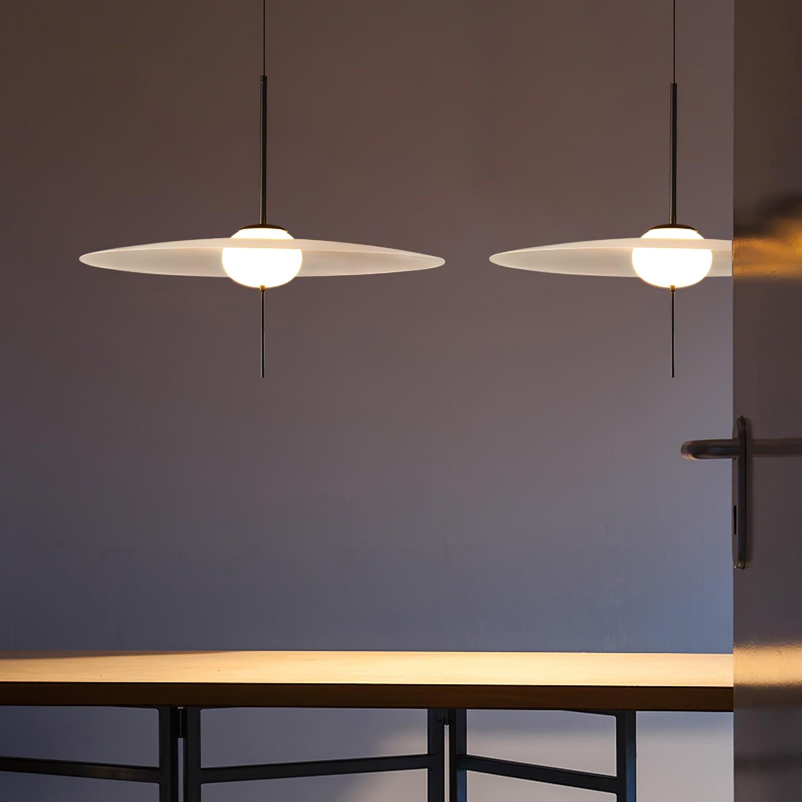 Nara Modern Glass Disk Pendant Light with Satin Finish LED Ceiling Hanging Lamp