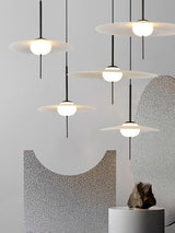 Nara Modern Glass Disk Pendant Light with Satin Finish LED Ceiling Hanging Lamp