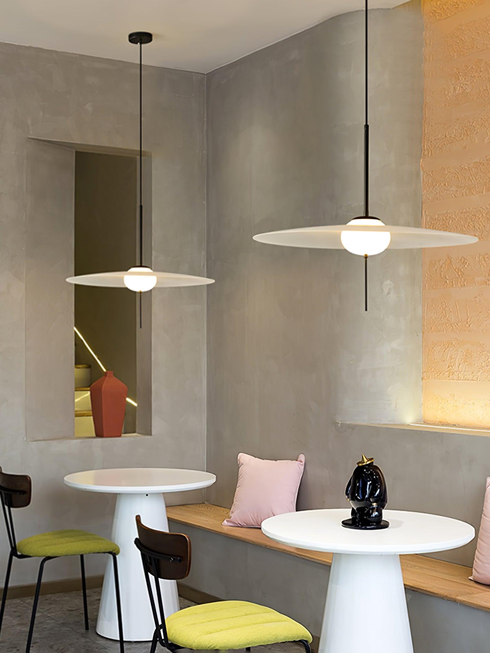 Nara Modern Glass Disk Pendant Light with Satin Finish LED Ceiling Hanging Lamp