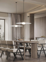 Nara Modern Glass Disk Pendant Light with Satin Finish LED Ceiling Hanging Lamp