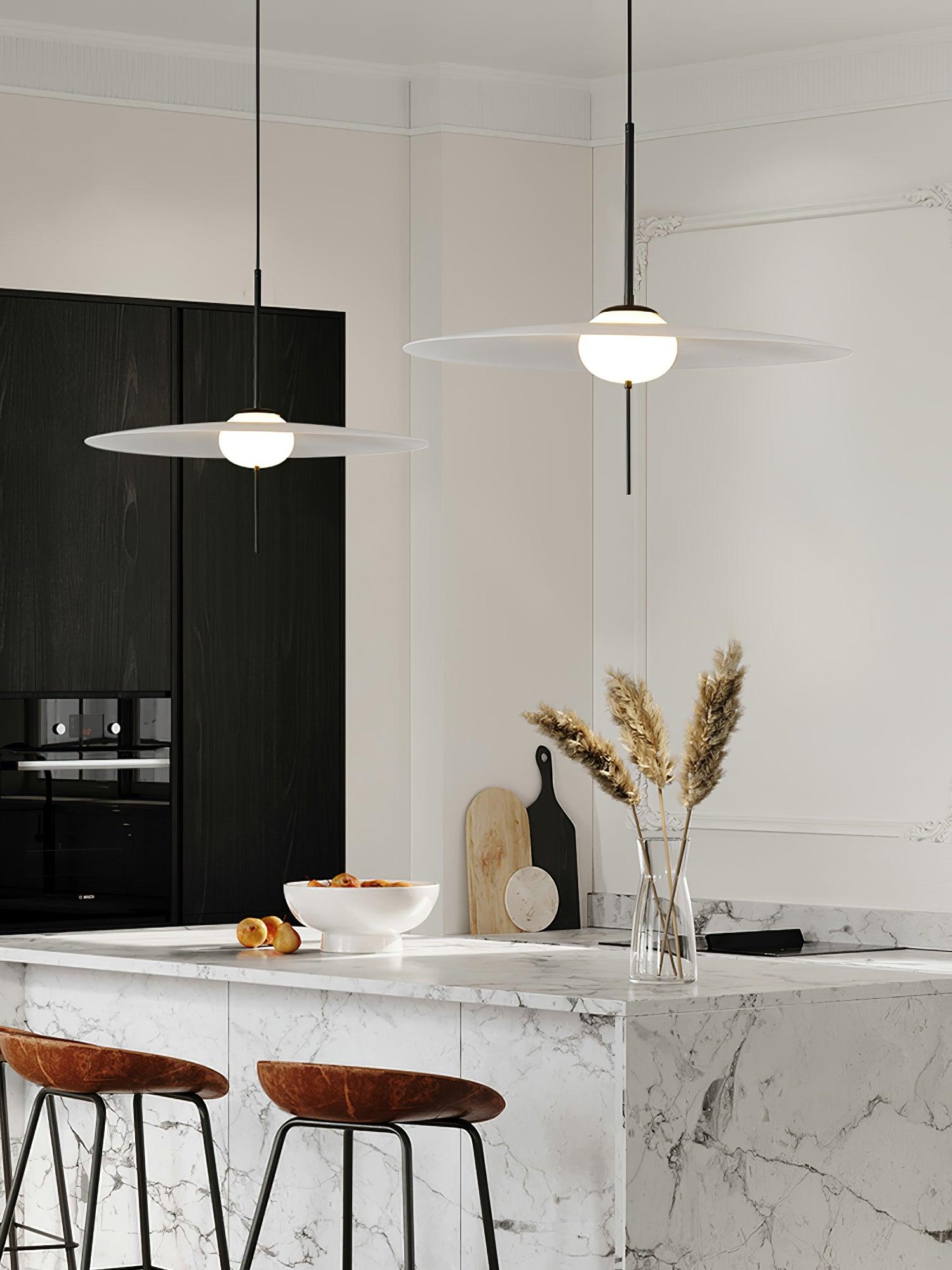 Nara Modern Glass Disk Pendant Light with Satin Finish LED Ceiling Hanging Lamp