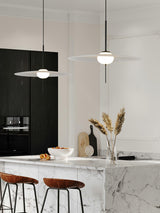 Nara Modern Glass Disk Pendant Light with Satin Finish LED Ceiling Hanging Lamp