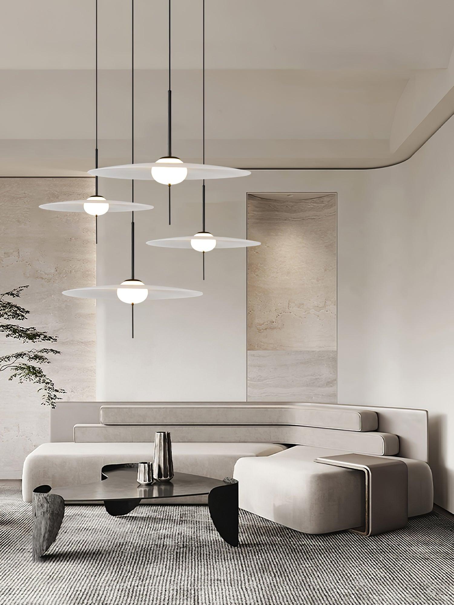 Nara Modern Glass Disk Pendant Light with Satin Finish LED Ceiling Hanging Lamp