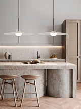 Nara Modern Glass Disk Pendant Light with Satin Finish LED Ceiling Hanging Lamp