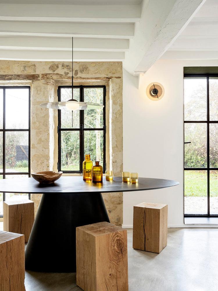 Nara Modern Glass Disk Pendant Light with Satin Finish LED Ceiling Hanging Lamp