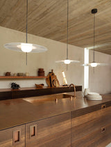 Nara Modern Glass Disk Pendant Light with Satin Finish LED Ceiling Hanging Lamp