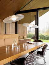 Nara Modern Glass Disk Pendant Light with Satin Finish LED Ceiling Hanging Lamp