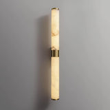 Natural Alabaster Line Wall Light Minimalist Vertical Brass LED Sconce for Hallways