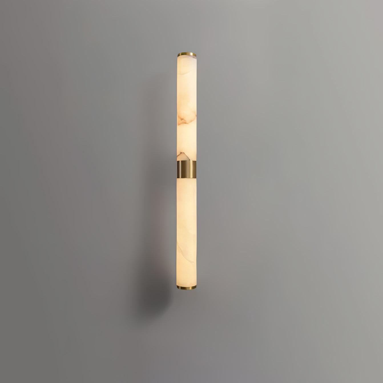 Natural Alabaster Line Wall Light Minimalist Vertical Brass LED Sconce for Hallways