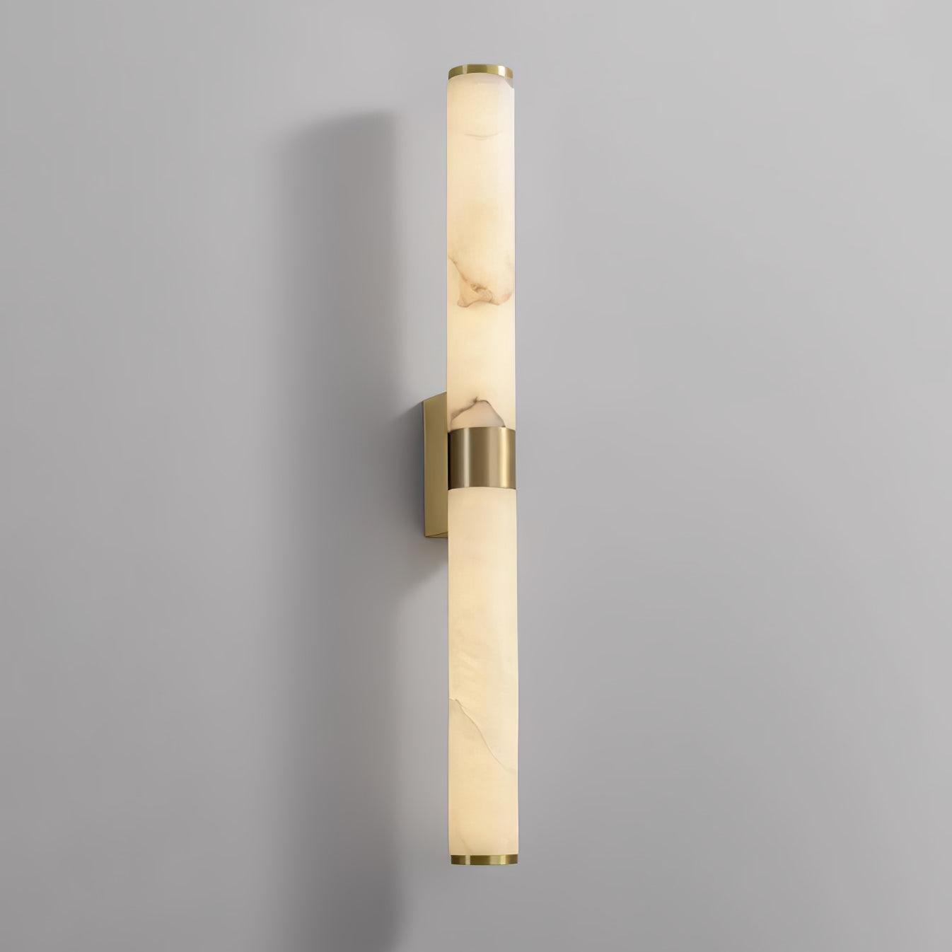 Natural Alabaster Line Wall Light Minimalist Vertical Brass LED Sconce for Hallways