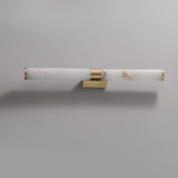 Natural Alabaster Line Wall Light Minimalist Vertical Brass LED Sconce for Hallways