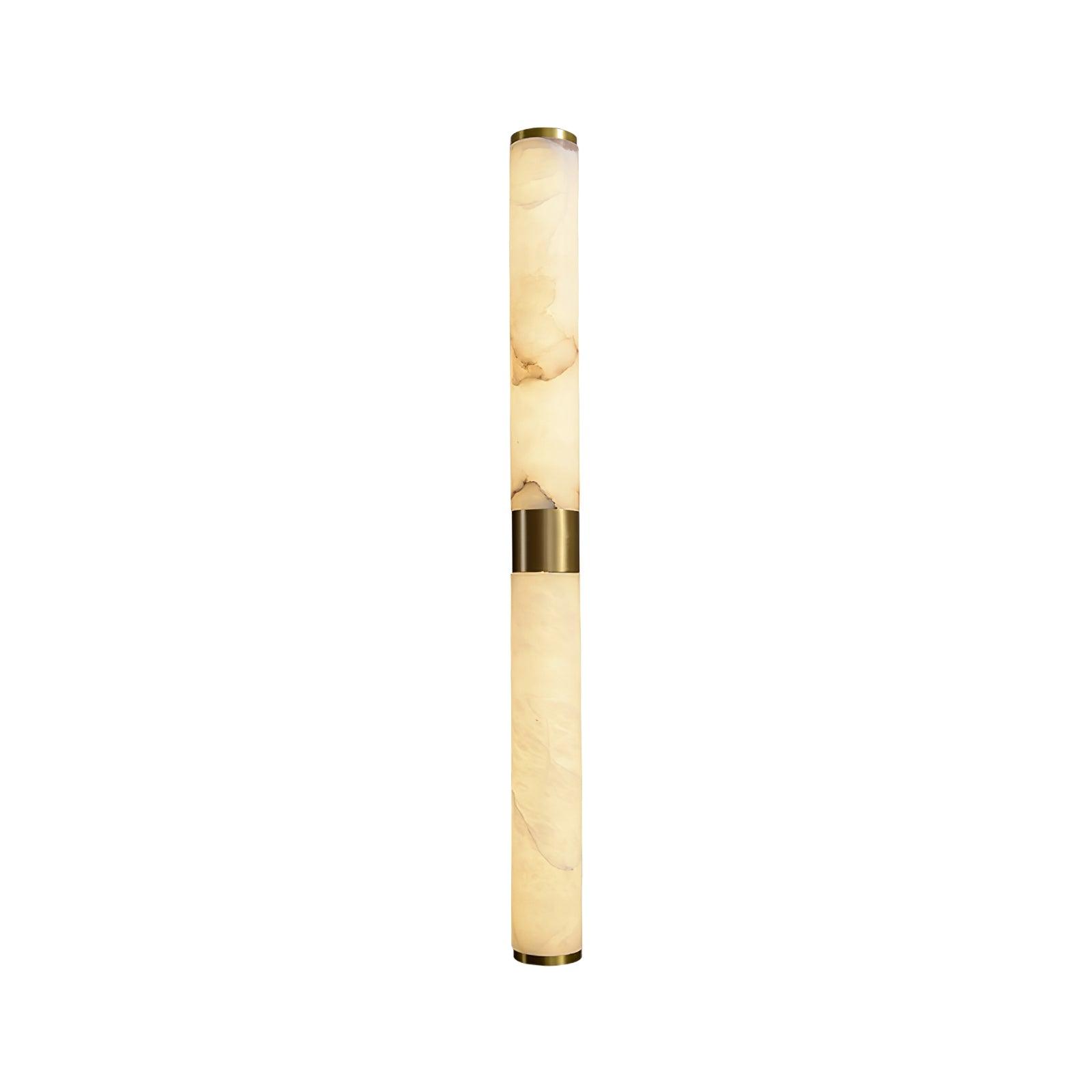 Natural Alabaster Line Wall Light Minimalist Vertical Brass LED Sconce for Hallways