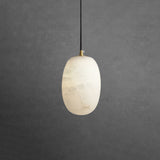 Natural Alabaster Stone Mini Pendant Light Brass Hanging Lamp for Indoor Lighting
