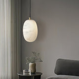 Natural Alabaster Stone Mini Pendant Light Brass Hanging Lamp for Indoor Lighting