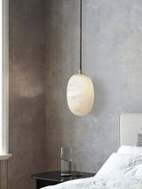 Natural Alabaster Stone Mini Pendant Light Brass Hanging Lamp for Indoor Lighting