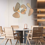 Natural Bamboo Screen Cannage Rattan Chandelier Retro Industrial Suspension Light
