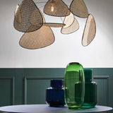 Natural Bamboo Screen Cannage Rattan Chandelier Retro Industrial Suspension Light
