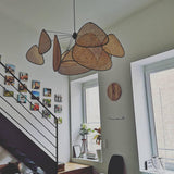 Natural Bamboo Screen Cannage Rattan Chandelier Retro Industrial Suspension Light