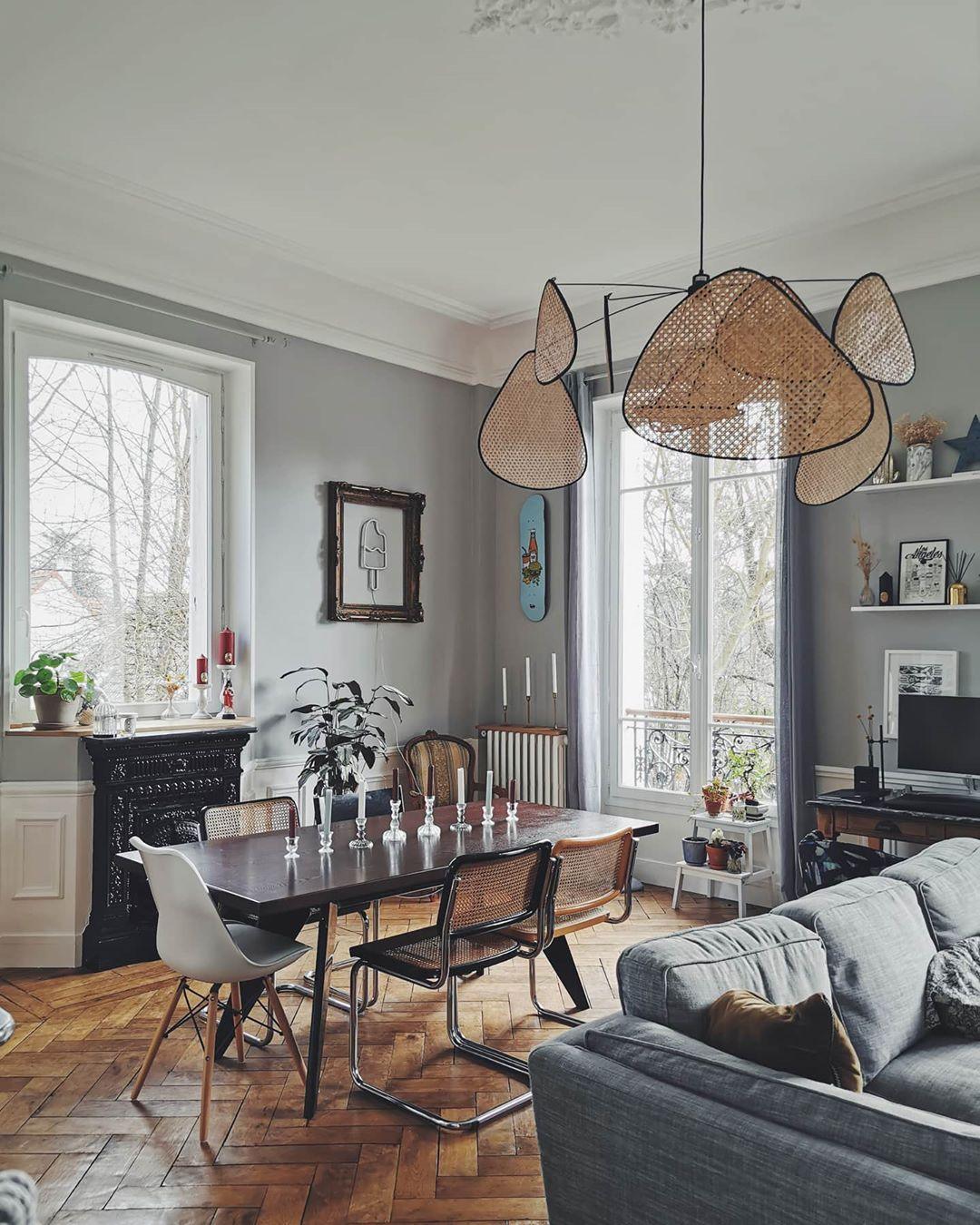Natural Bamboo Screen Cannage Rattan Chandelier Retro Industrial Suspension Light