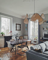Natural Bamboo Screen Cannage Rattan Chandelier Retro Industrial Suspension Light