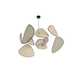 Natural Bamboo Screen Cannage Rattan Chandelier Retro Industrial Suspension Light