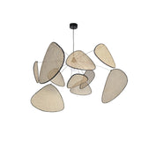 Natural Bamboo Screen Cannage Rattan Chandelier Retro Industrial Suspension Light