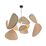 Natural Bamboo Screen Cannage Rattan Chandelier Retro Industrial Suspension Light