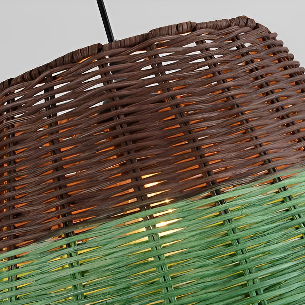 Natural Handmade Rattan Pendant Light Industrial Woven Chandelier for Kitchen and Dining Room