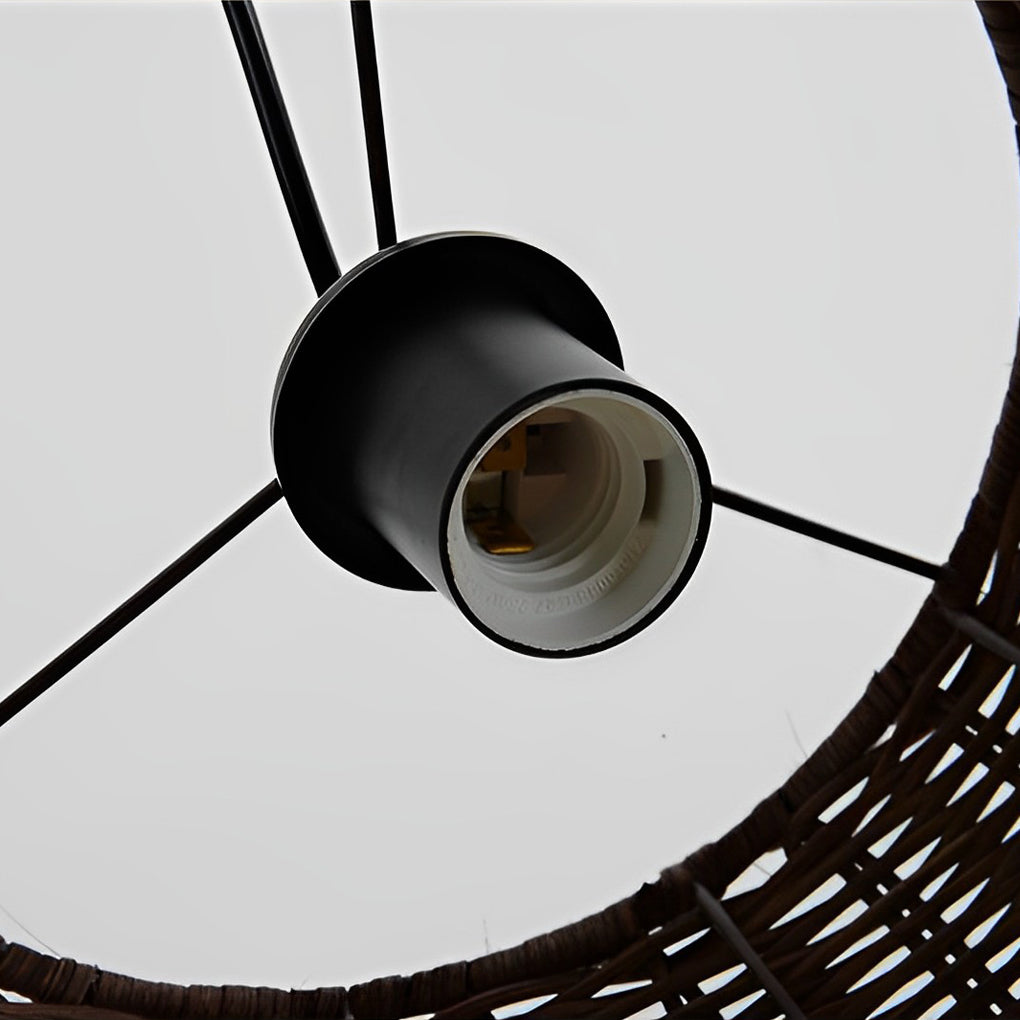 Natural Handmade Rattan Pendant Light Industrial Woven Chandelier for Kitchen and Dining Room