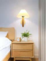 Natural Oak Wood Pleated Shade Wall Sconce Bracket Light for Modern Indoor Spaces
