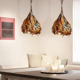 Natural Organic Dried Branch and Leaf Pendant Lamp Rustic Wood Leaf Chandelier