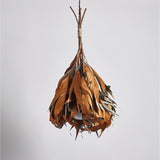 Natural Organic Dried Branch and Leaf Pendant Lamp Rustic Wood Leaf Chandelier