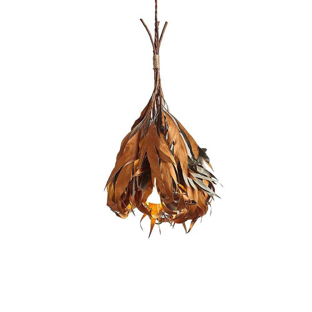 Natural Organic Dried Branch and Leaf Pendant Lamp Rustic Wood Leaf Chandelier