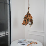 Natural Organic Dried Branch and Leaf Pendant Lamp Rustic Wood Leaf Chandelier